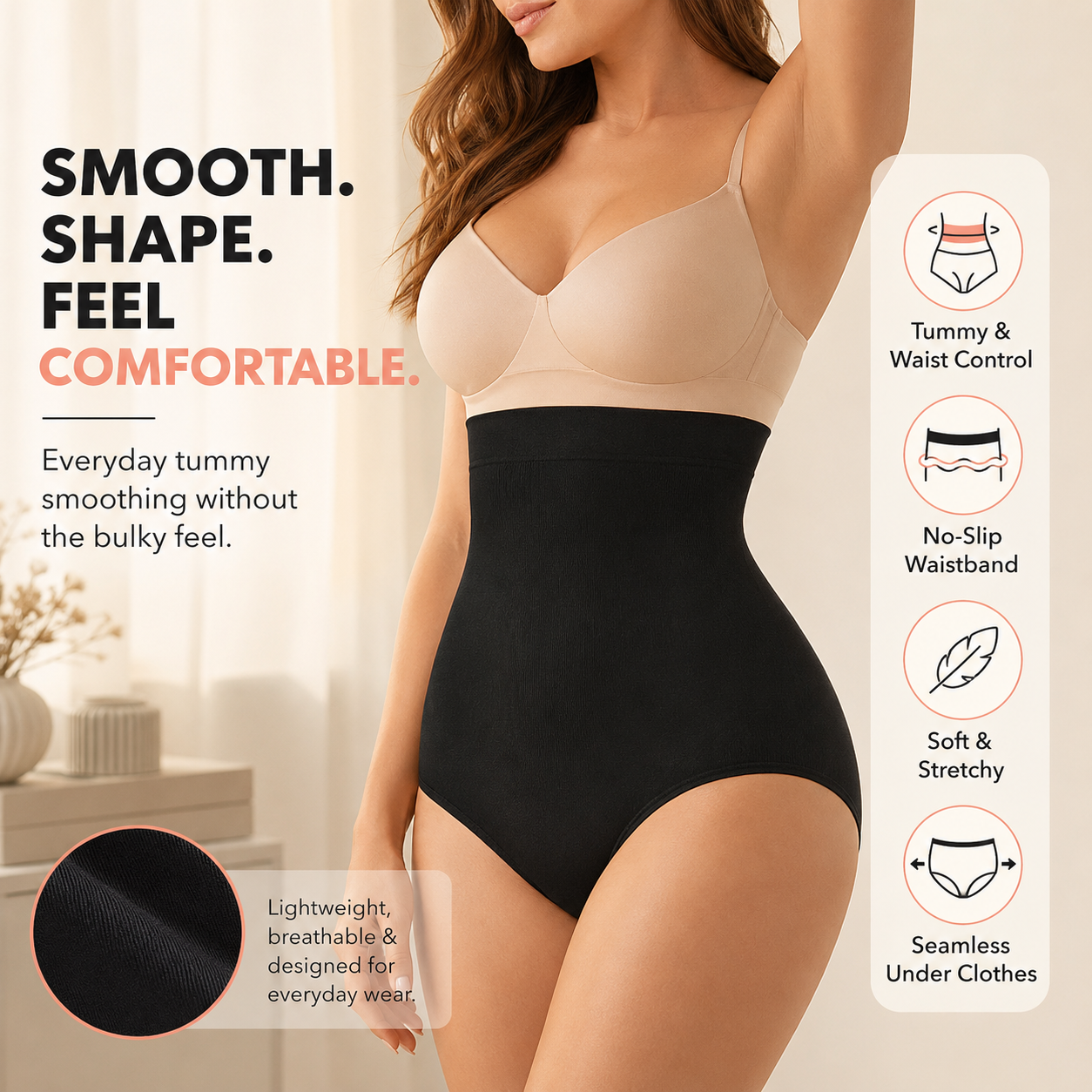 Color options black nude tan and size range XS to 4XL