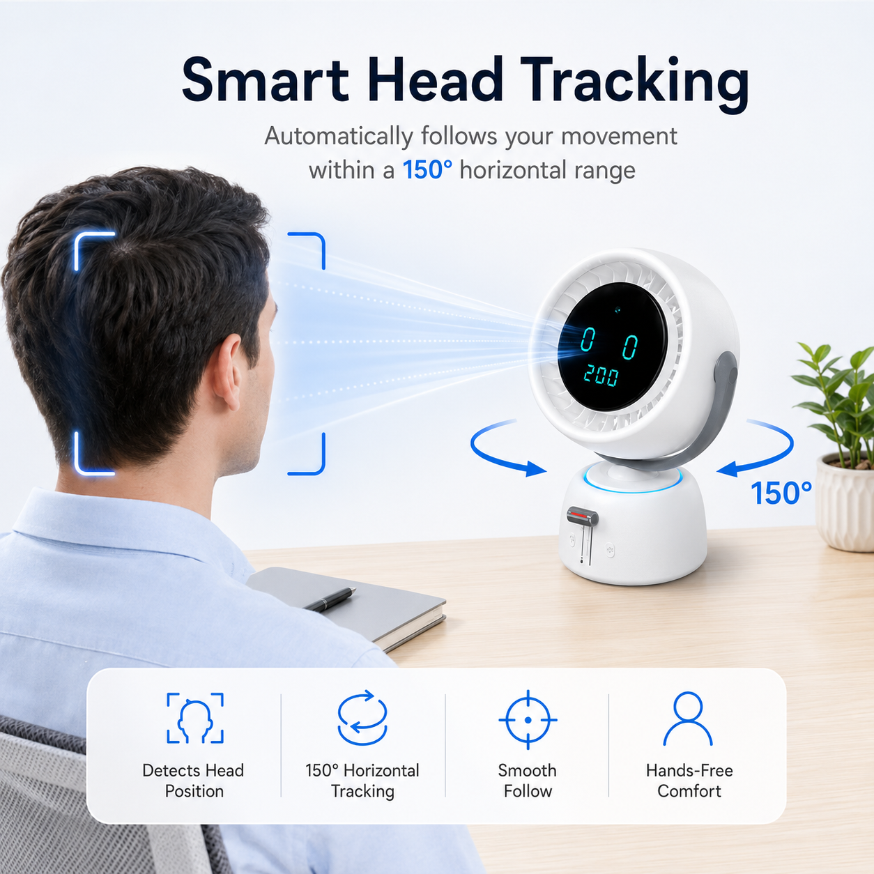 Smart table fan engineering profile design display