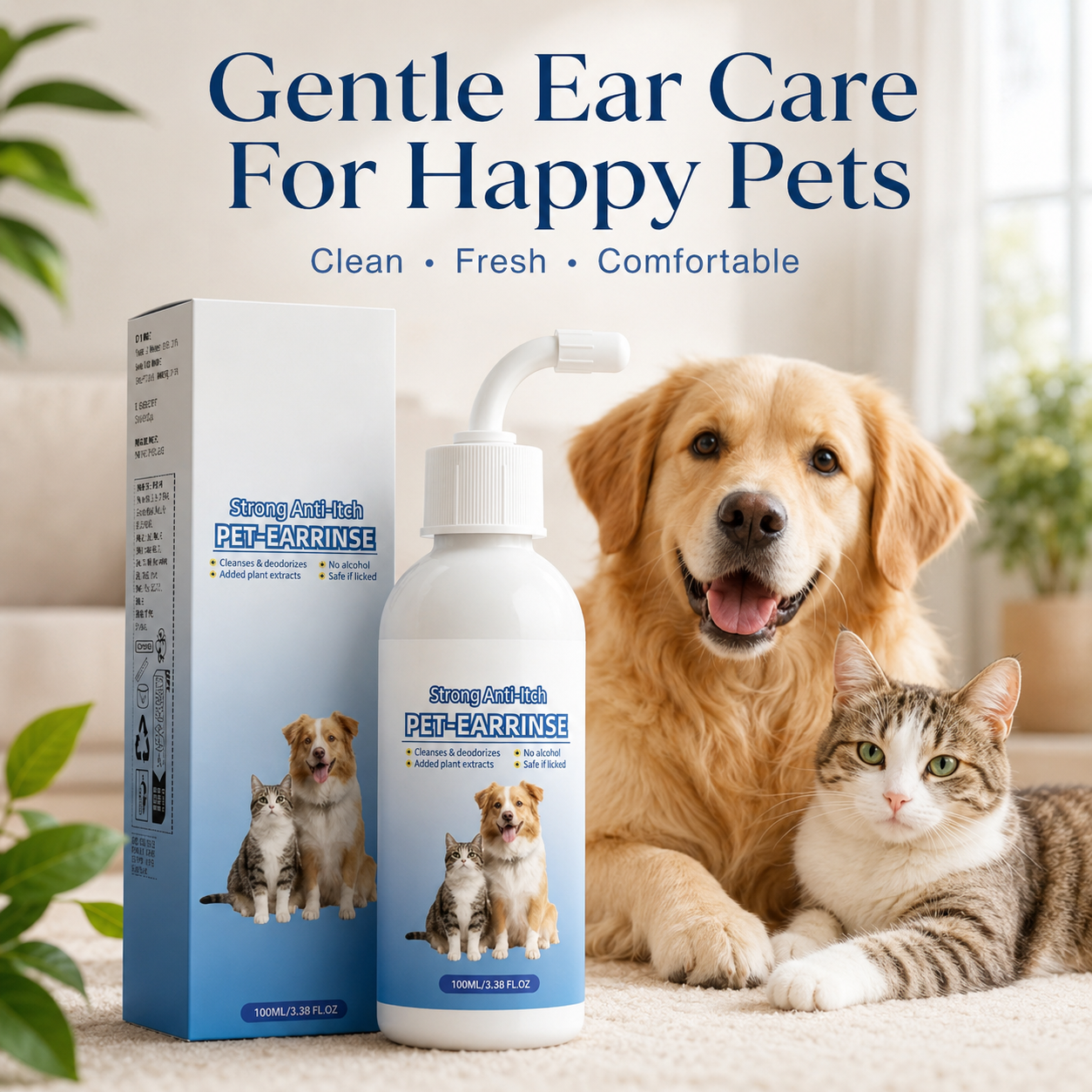 Happy clean dog with healthy ears
