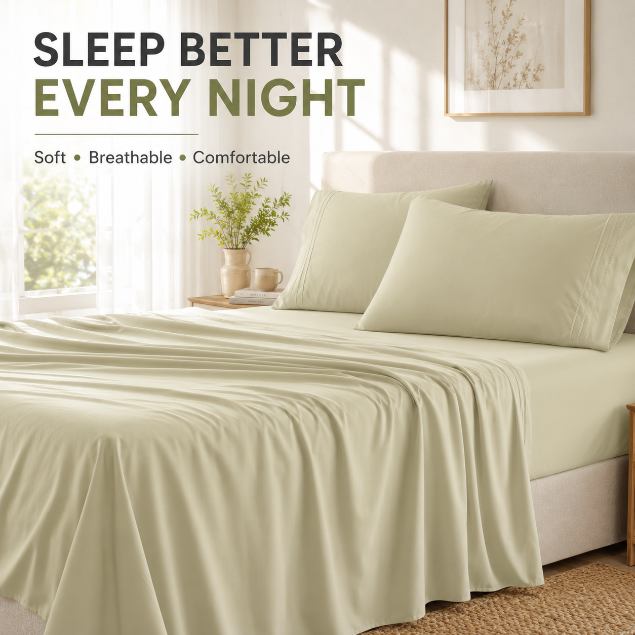 Premium comfortable bedding set setup