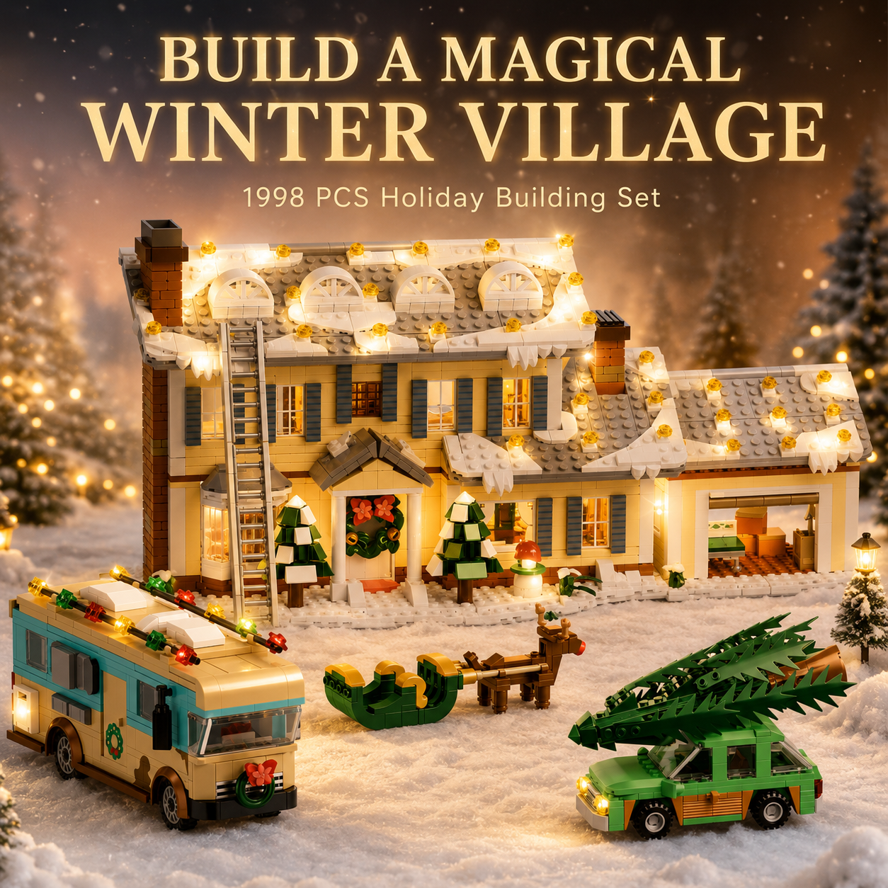 Winter cottage exterior textures and chimney snow details