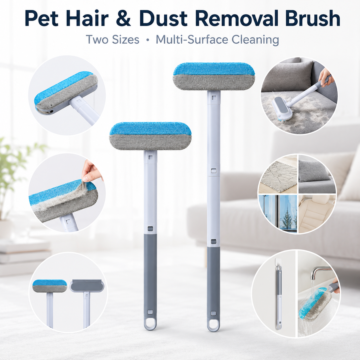 Pet hair brush for home cleaning