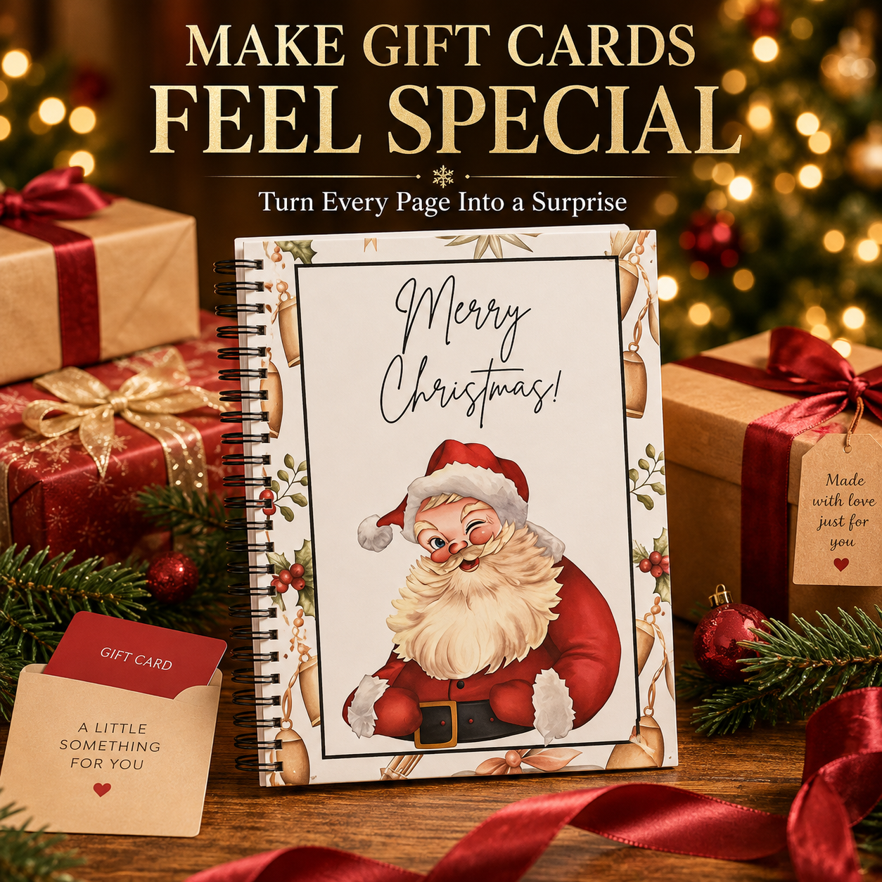 Attaching gift card with tape onto printed page