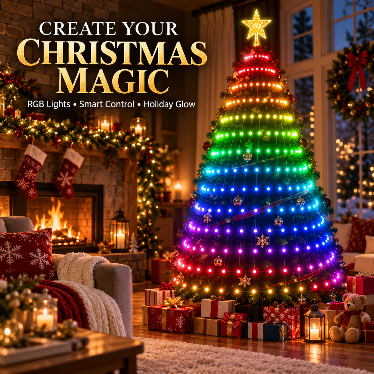 Smart RGB Christmas tree specifications, package and accessories