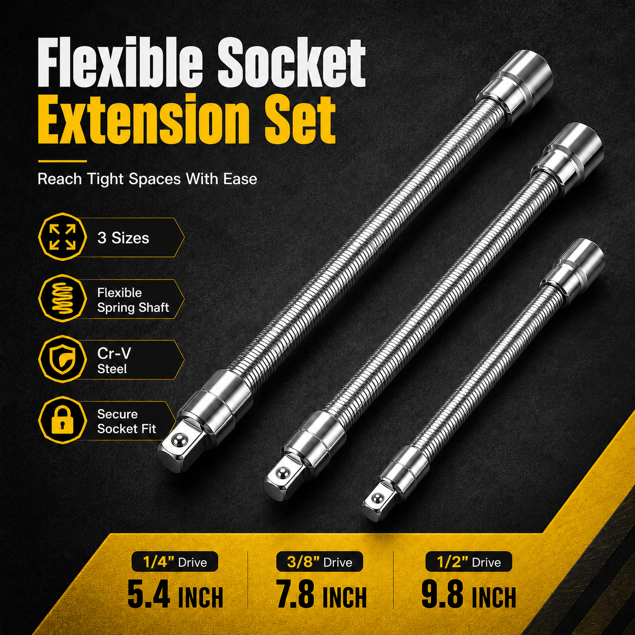Flexible socket extension set package