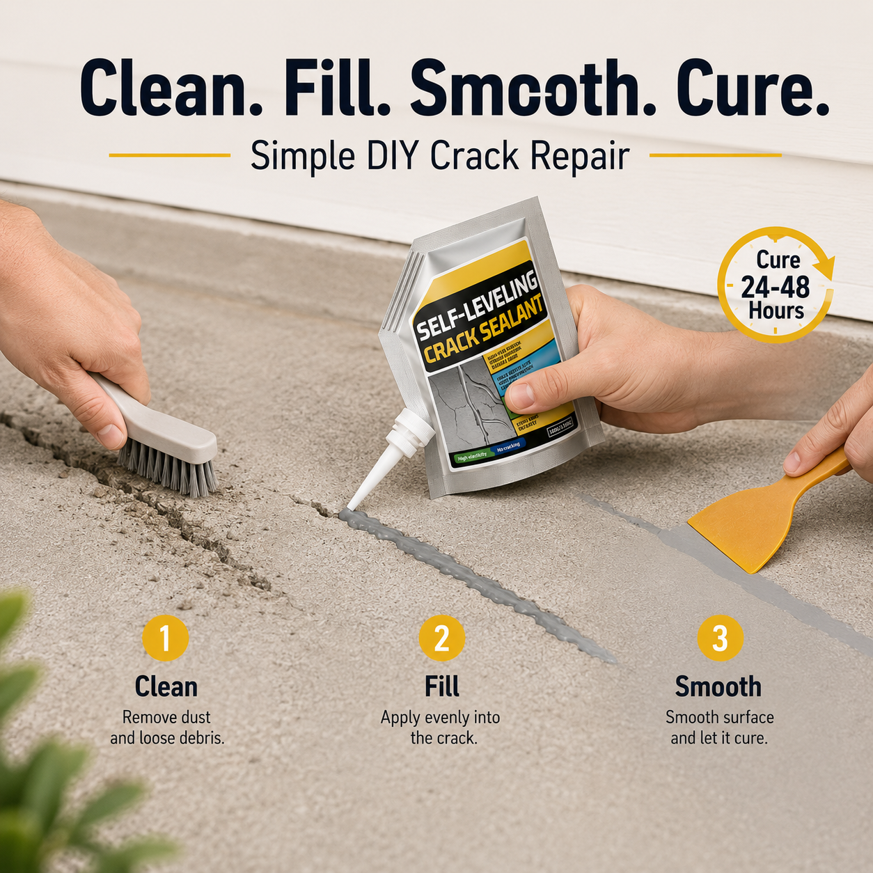 Complete crack sealant kit contents including pouch nozzle and scraper