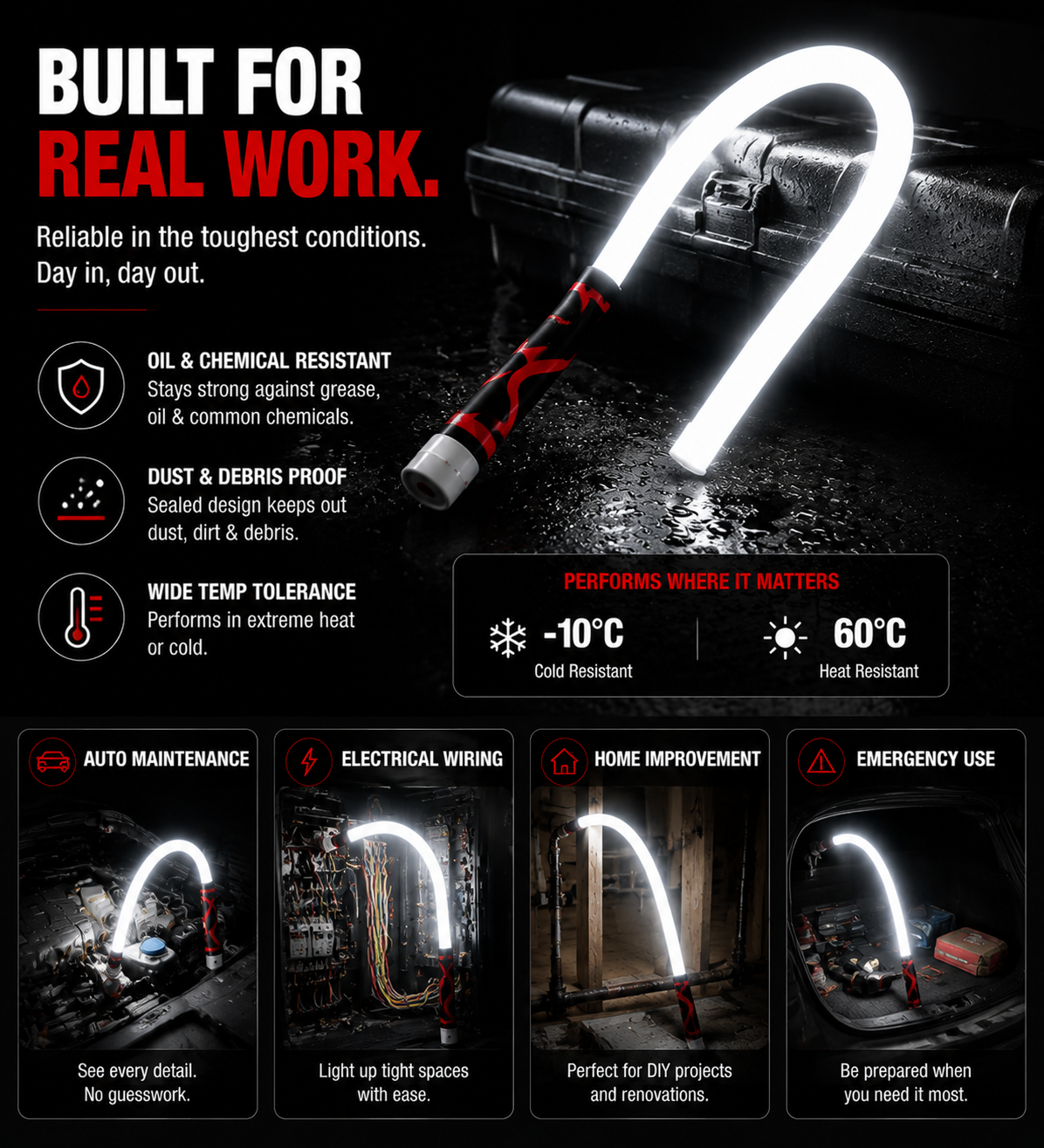 Flexible rechargeable LED work light product details