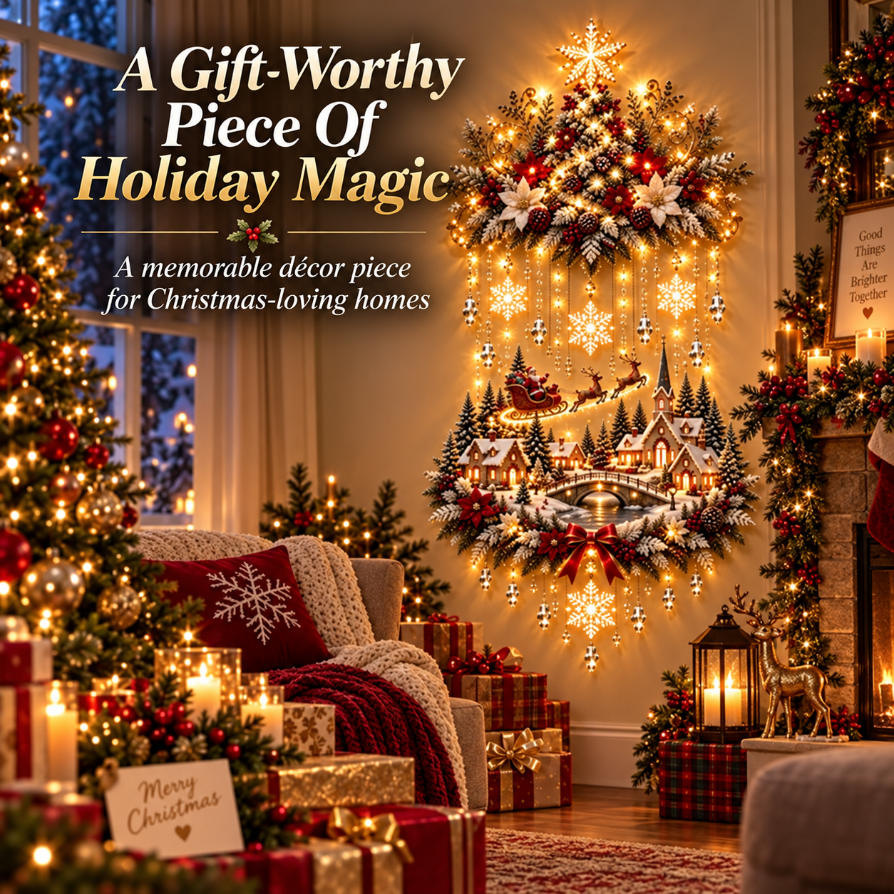 Christmas wall decoration holiday gift scene