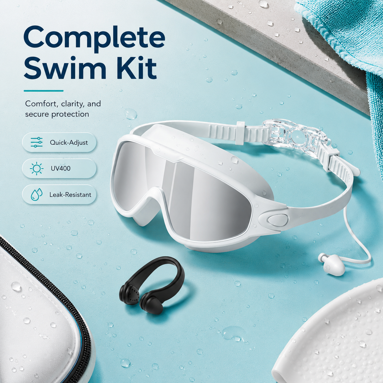 Adult swimming goggles for pool and outdoor water sports