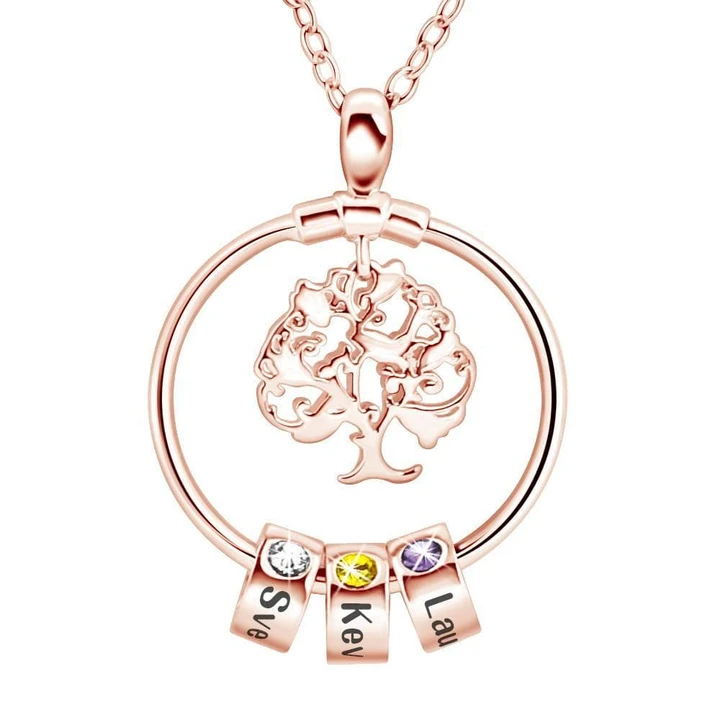 Best Gift Personalized Family Tree with Name Charms Necklace