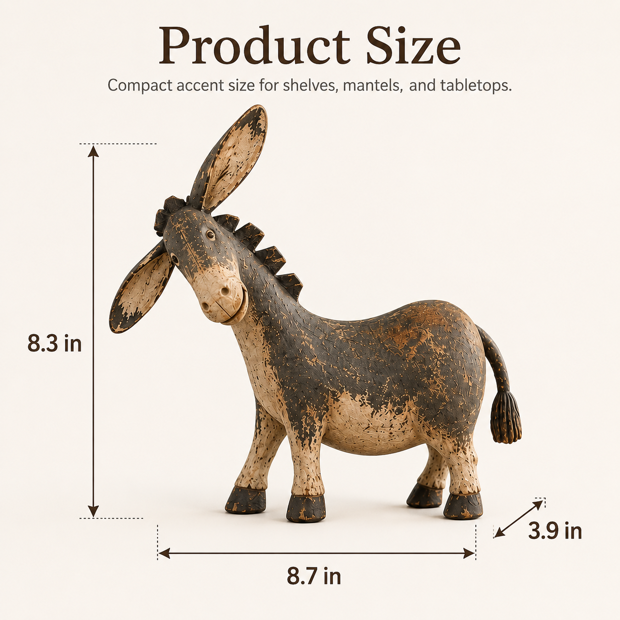 Detailed rustic donkey resin figurine