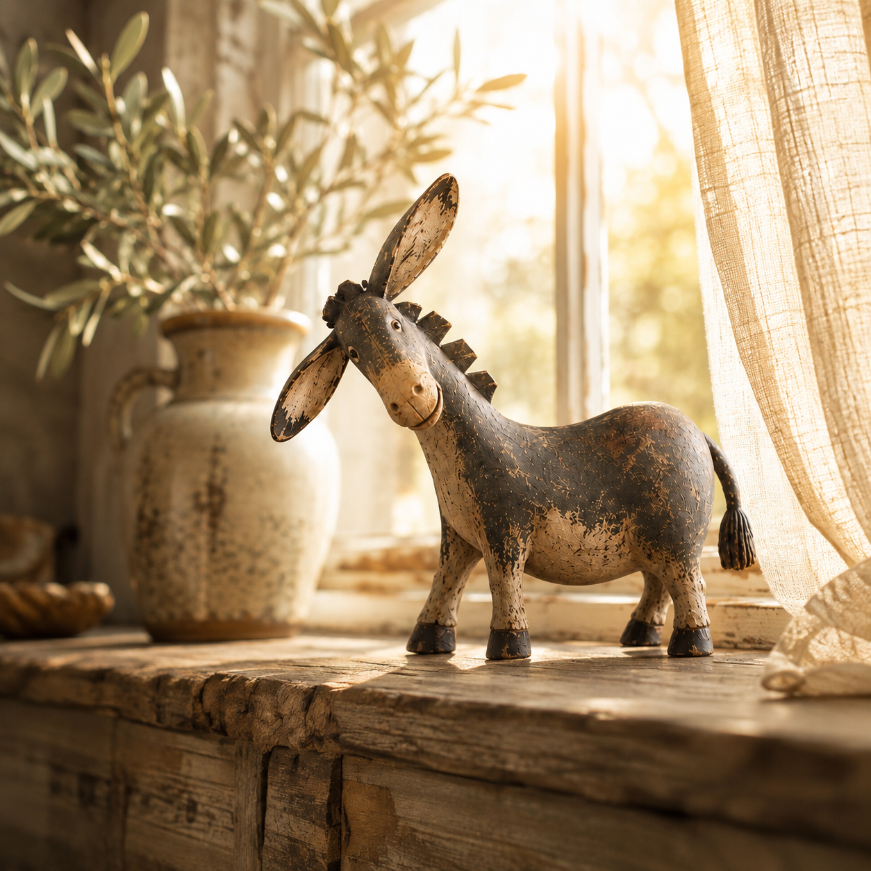 Rustic donkey figurine farmhouse decoration