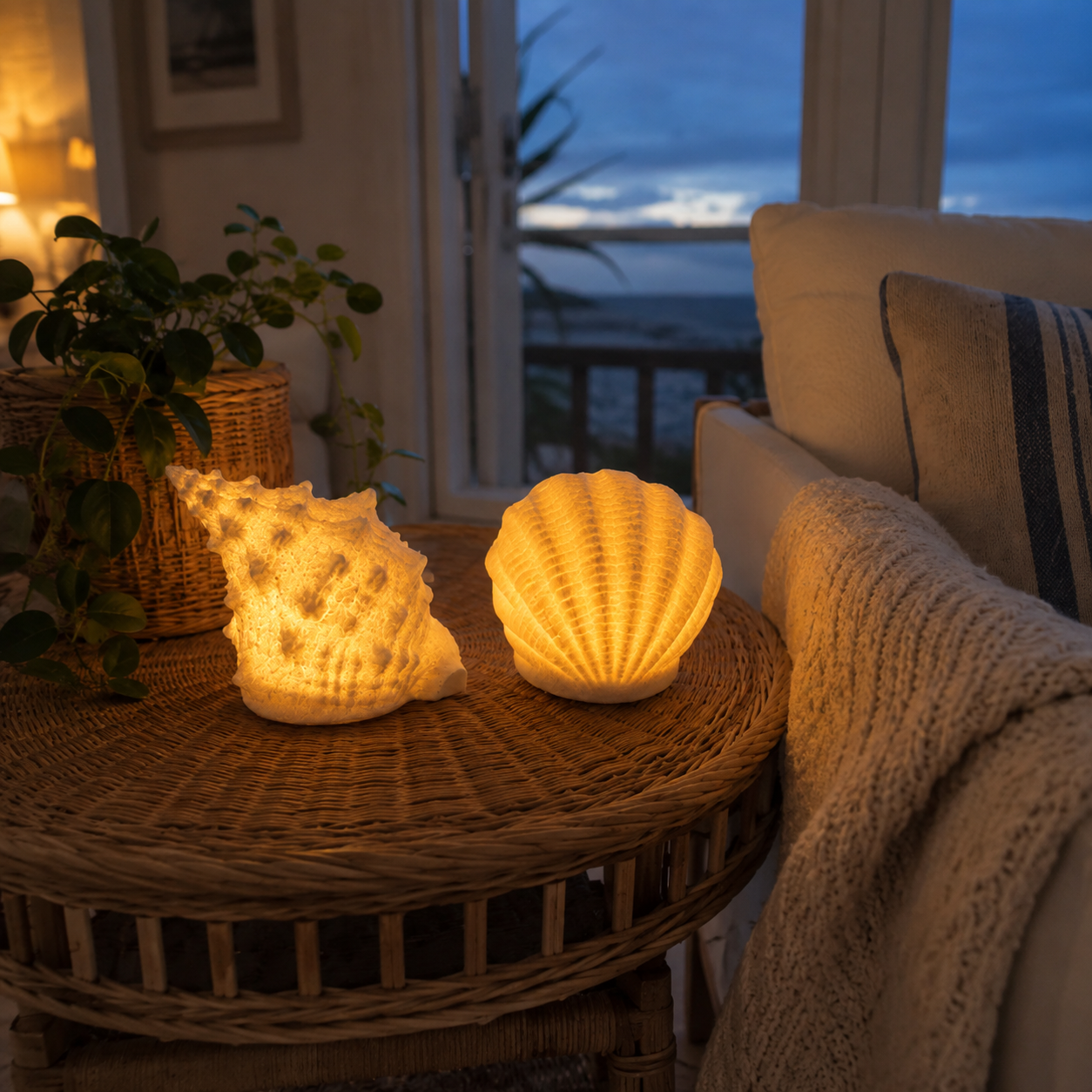 Shell light glowing during a quiet nighttime moment
