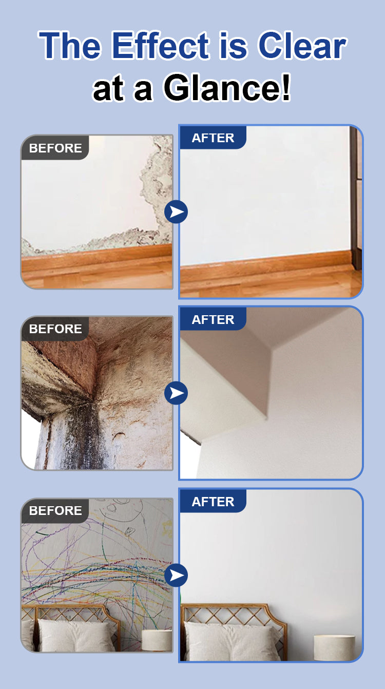 Before and after wall repair spray examples
