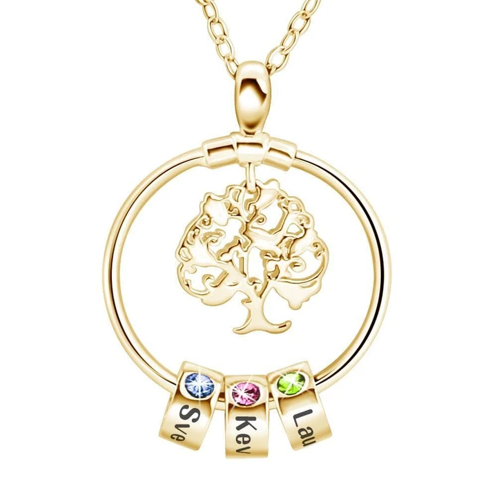 Best Gift Personalized Family Tree with Name Charms Necklace