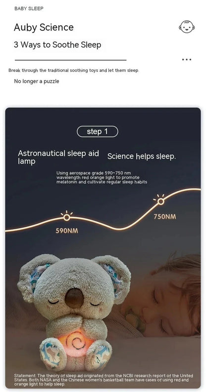 Anxiety Relief Koala Plush Toy with Music, Lights and Rhythmic Breathing Motion