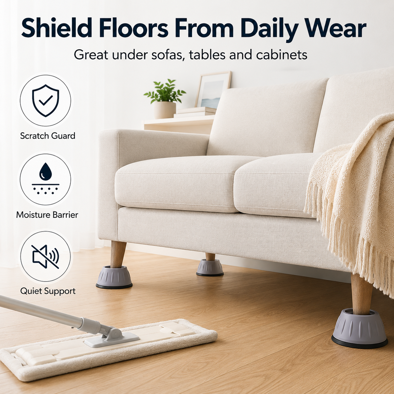 Shield Floors from Daily Wear with Furniture Foot Pads