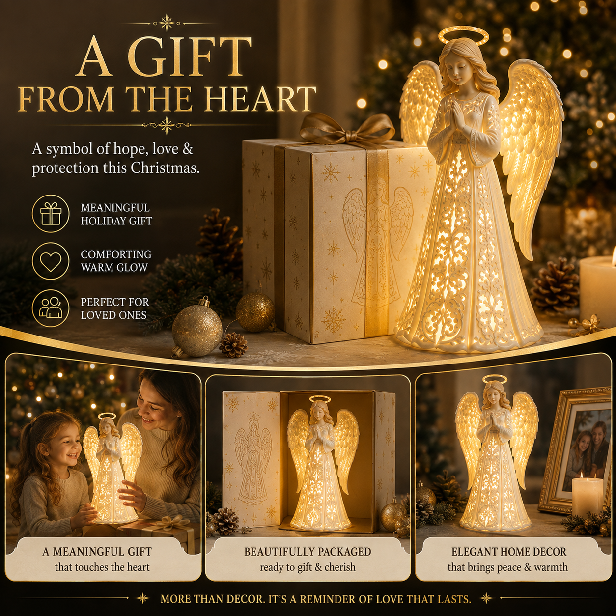 Angel light presented as meaningful holiday gift box