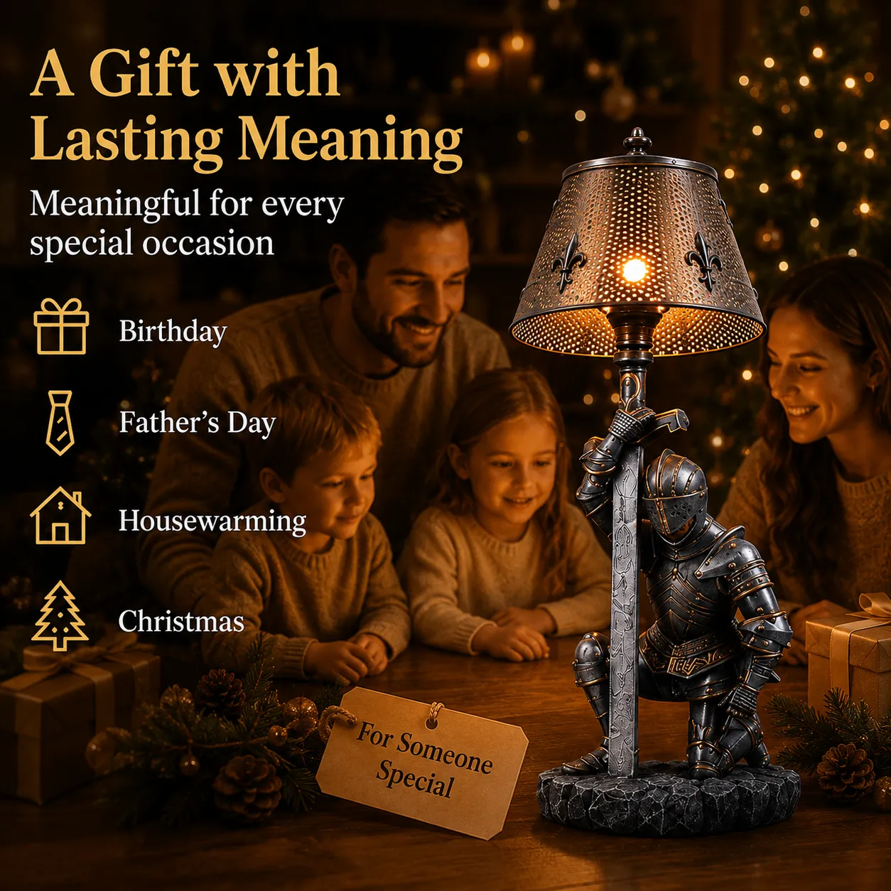 Honorbound Medieval Knight Lamp as a meaningful gift for medieval fantasy and gothic decor lovers