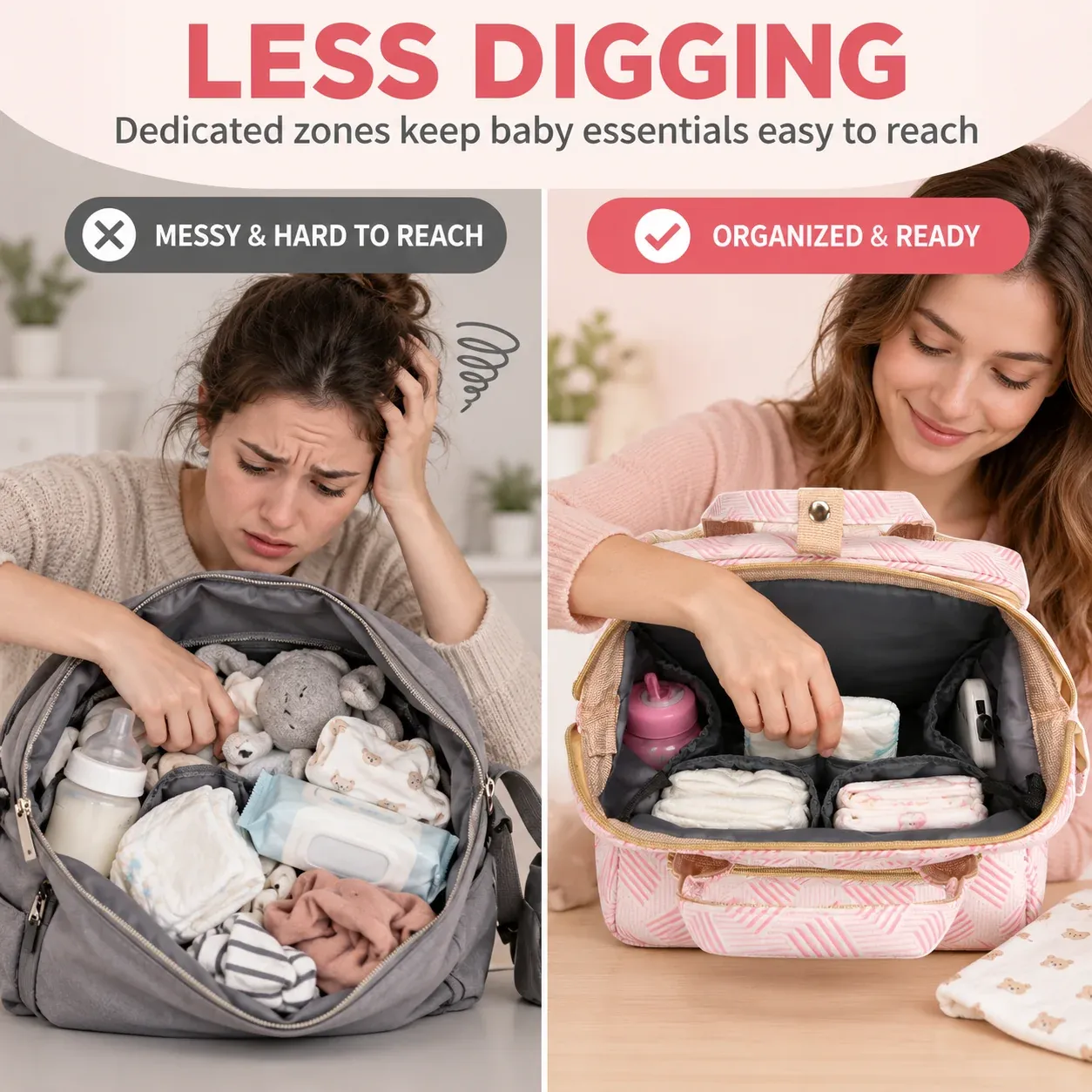 Diaper backpack organization for everyday baby essentials