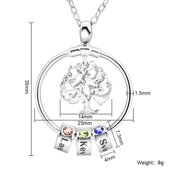 Best Gift Personalized Family Tree with Name Charms Necklace