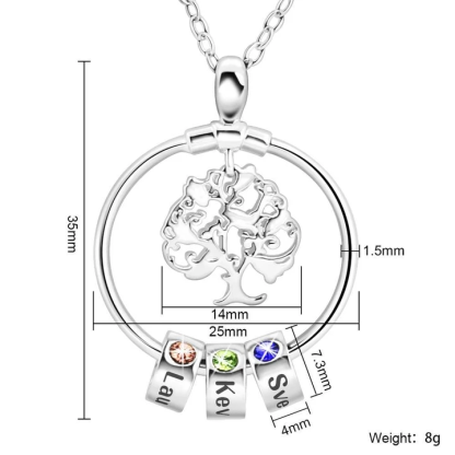 Best Gift Personalized Family Tree with Name Charms Necklace