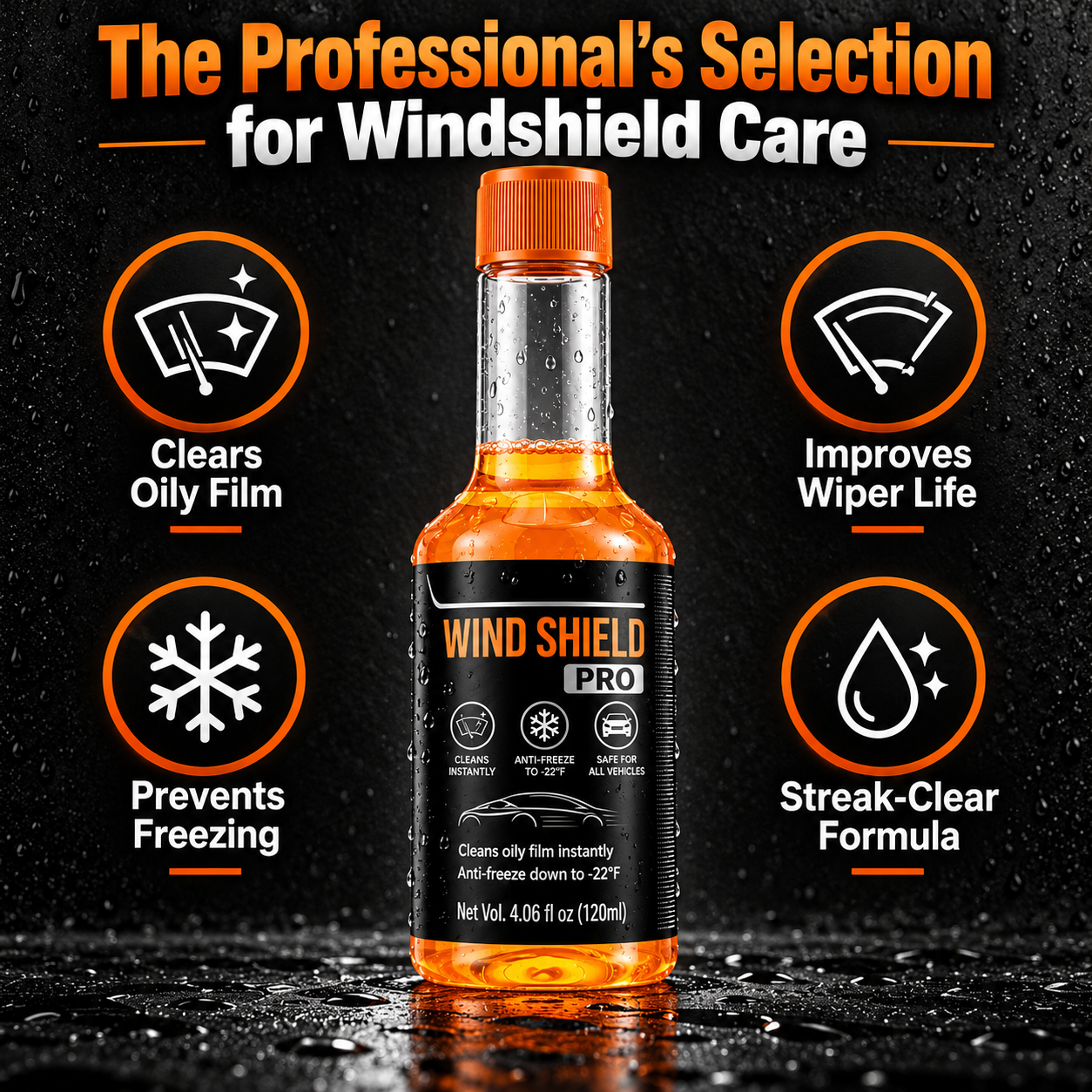 Windshield cleaner benefits cutting road film and grime