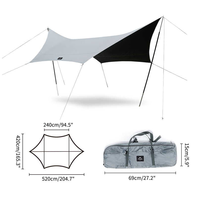 Naturehike SHARK Black Vinyl Hexagonal Sunshade