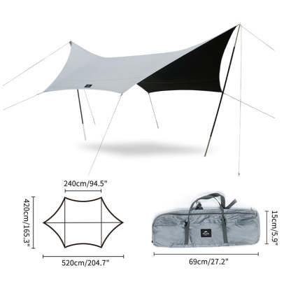 Naturehike SHARK Black Vinyl Hexagonal Sunshade