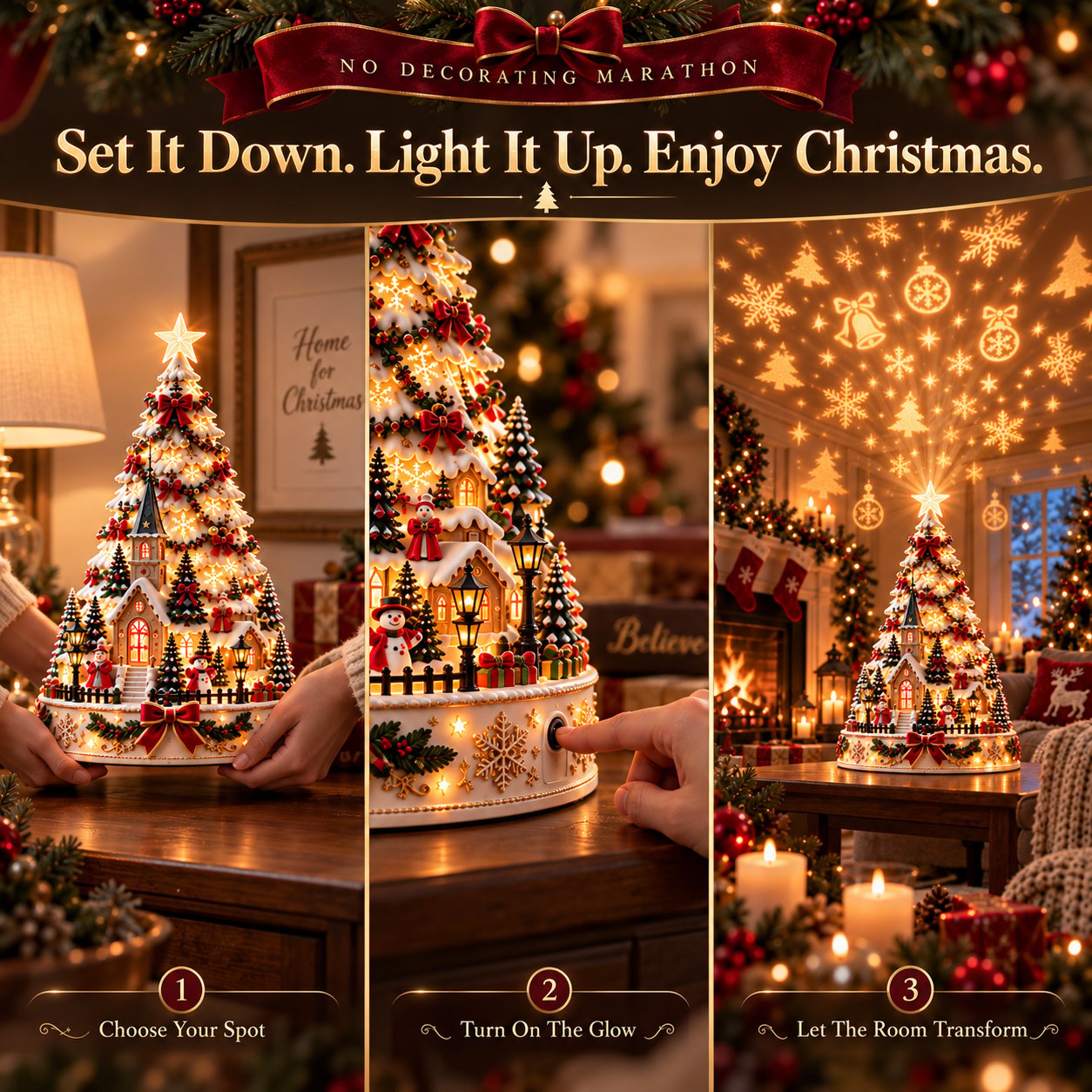 Three simple steps to enjoy Christmas Village Lightscape Tree