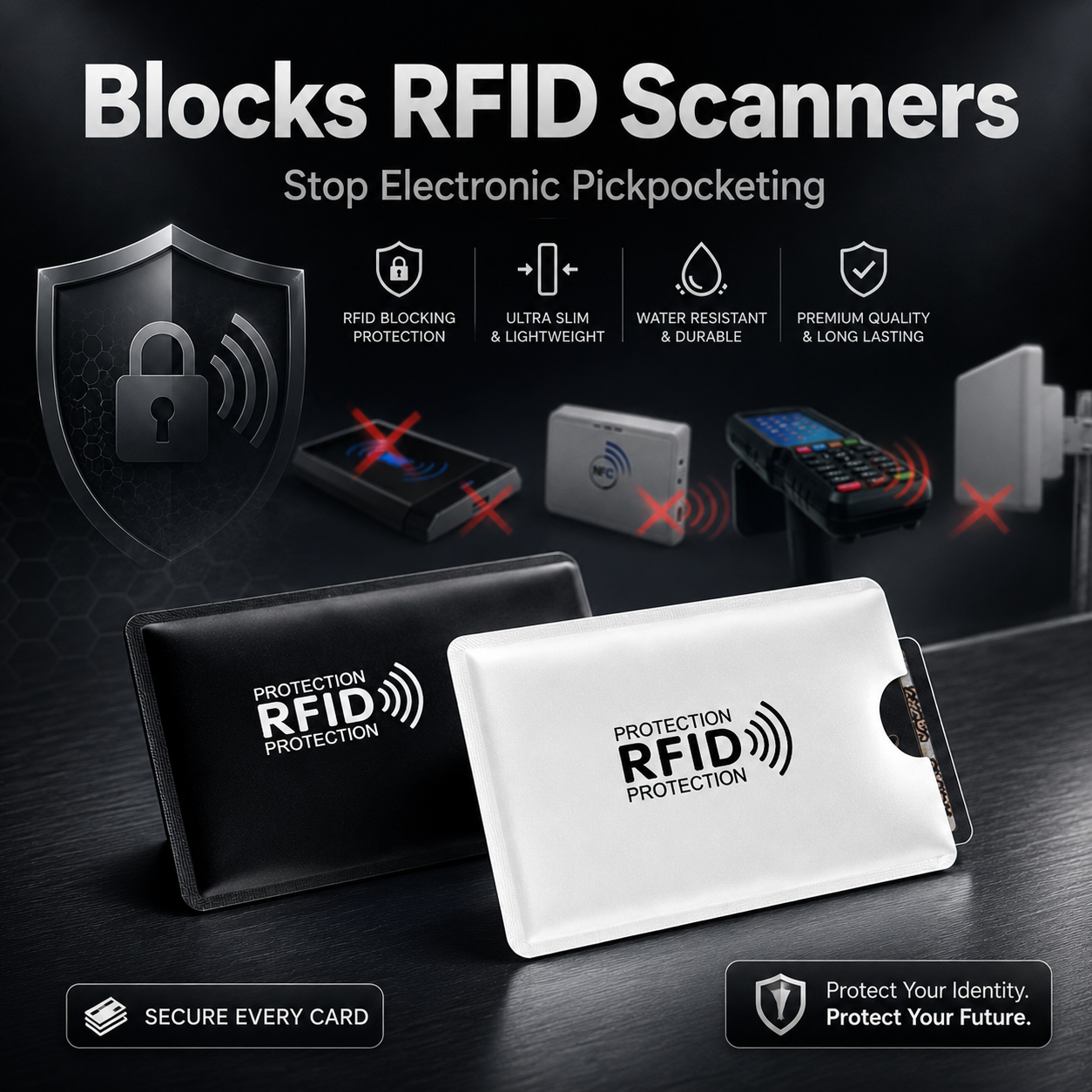 Slim RFID blocking sleeves for cards
