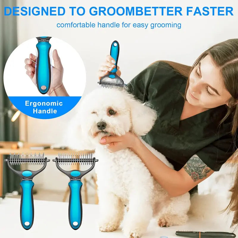 Rounded pet grooming brush tips
