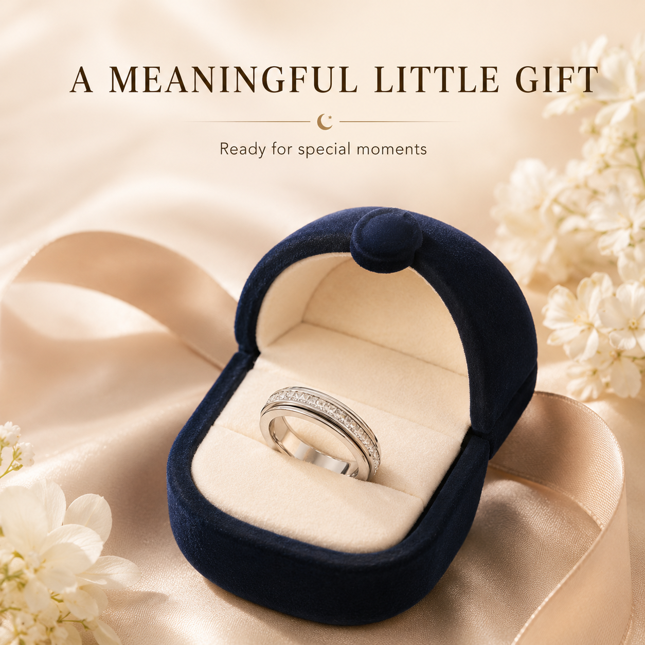 Micro paved cubic zirconia stone detail on spinner ring