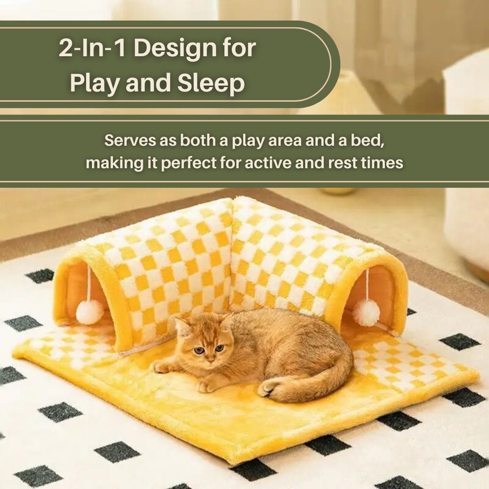 LuxPaws™ 2-In-1 Cat Tunnel Bed