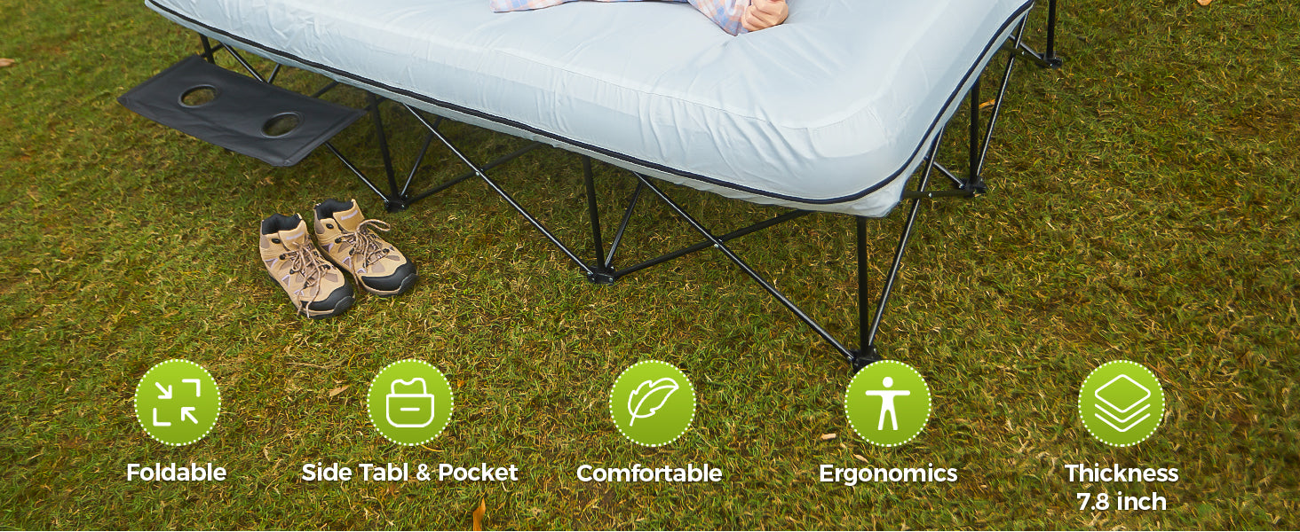 FUNDANGO Queen Camping Cot with Detachable Air Mattress