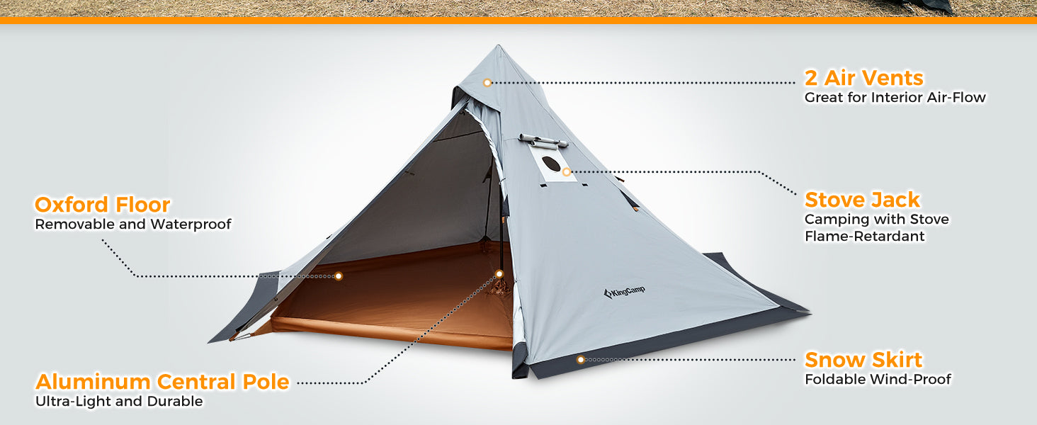 KingCamp Tipi Hot Tents with Stove Jack for 1-2 People