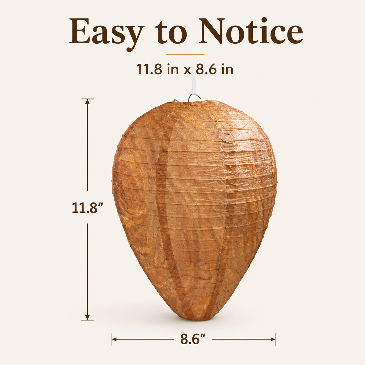 Hanging wasp nest decoy for outdoor patio and garden use