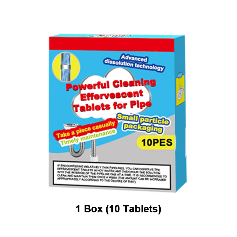Pipe cleaning tablet package with 10 tablets