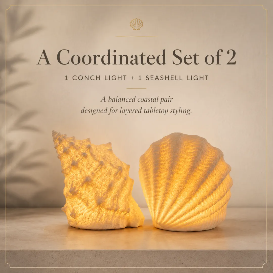 Coastal Duo set with one conch light and one scallop shell light