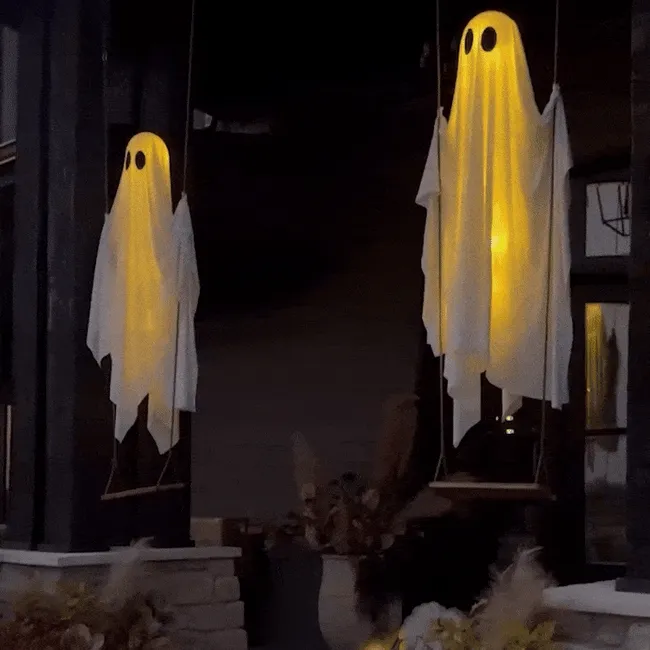 LED hanging swing ghost Halloween porch and yard decor