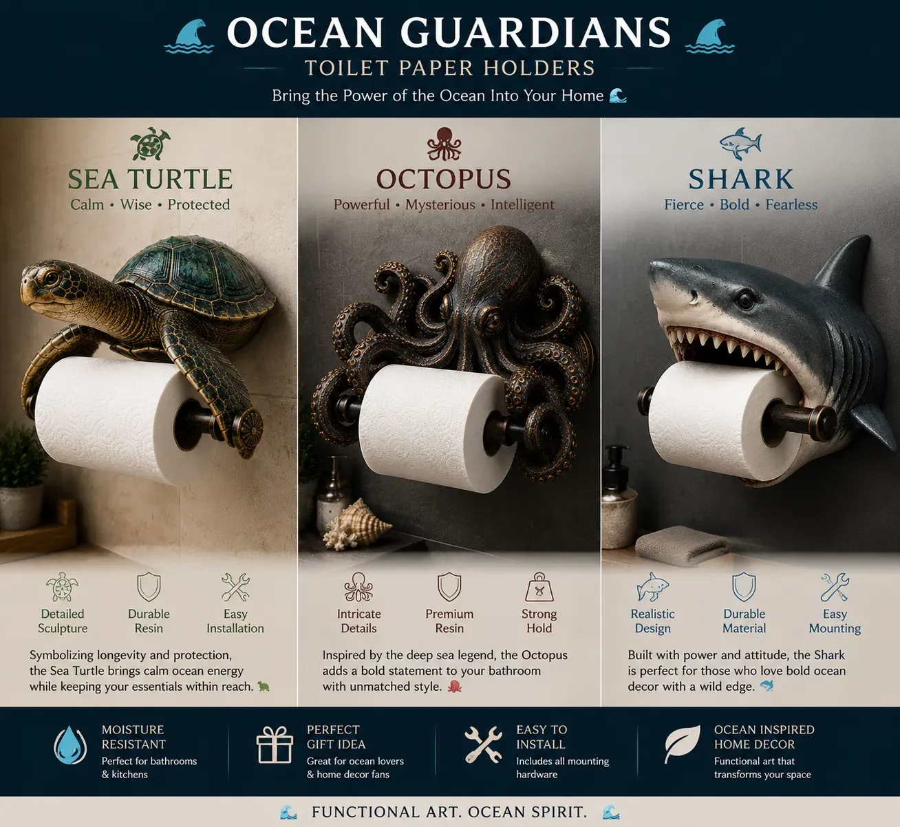 Ocean Guardians paper holder product dimensions chart mapping