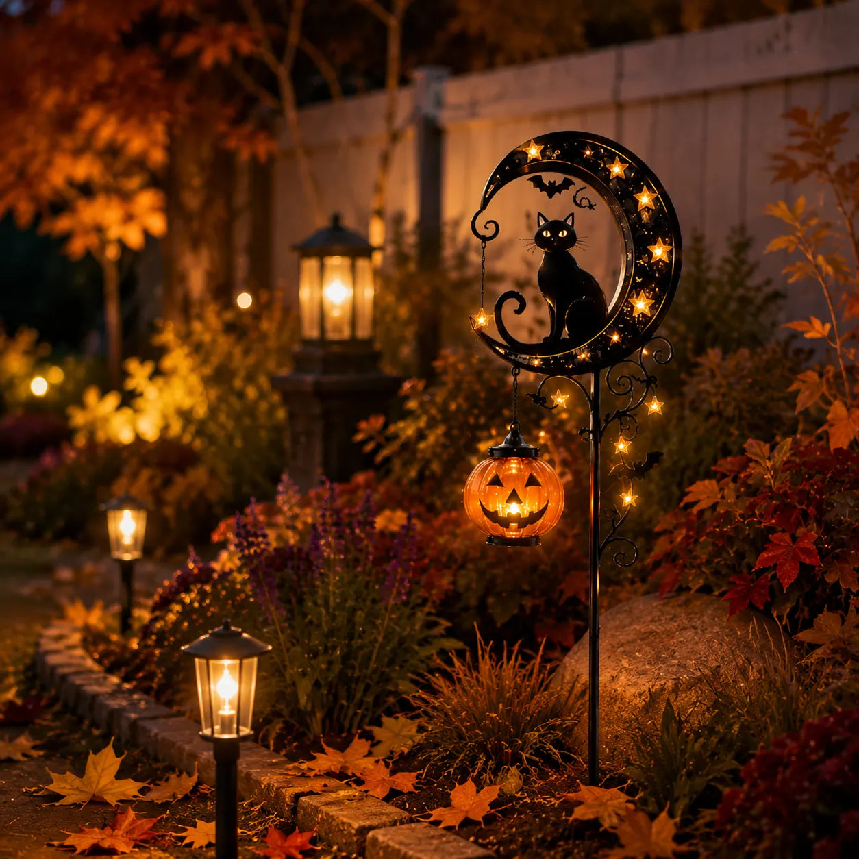 Solar Black Cat Garden Stake Light