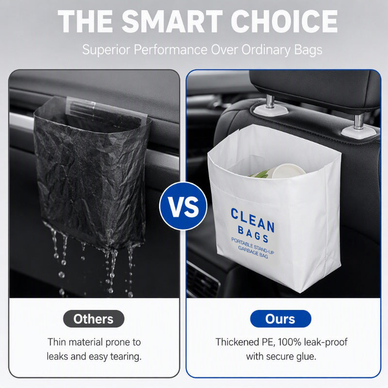 Adhesive trash bag used in car and household settings