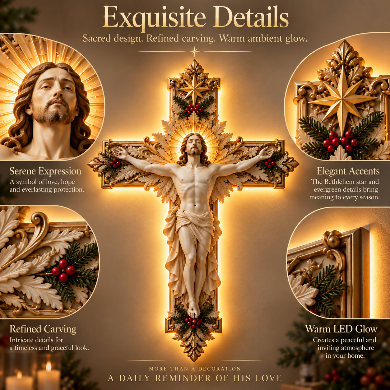 Close-up Holy Light Cross design details