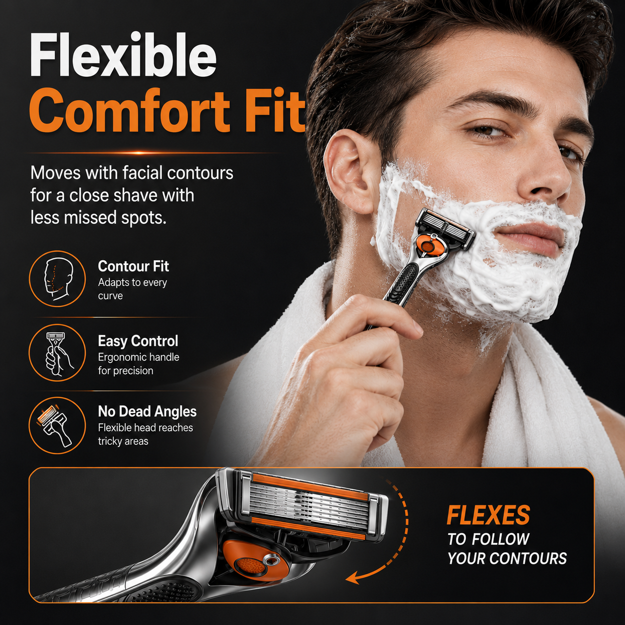 six layer razor blade close up for smooth clean shaving
