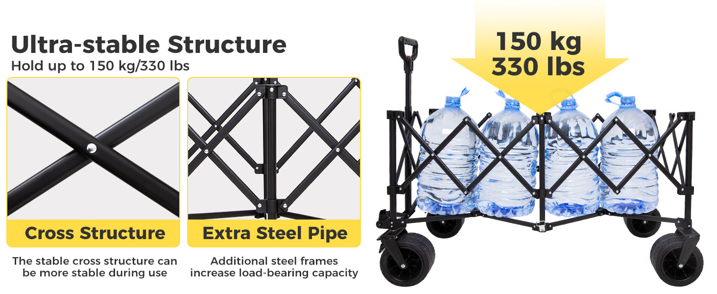 FUNDANGO Folding Wagon 180L Dual Chassis Camping Wagon