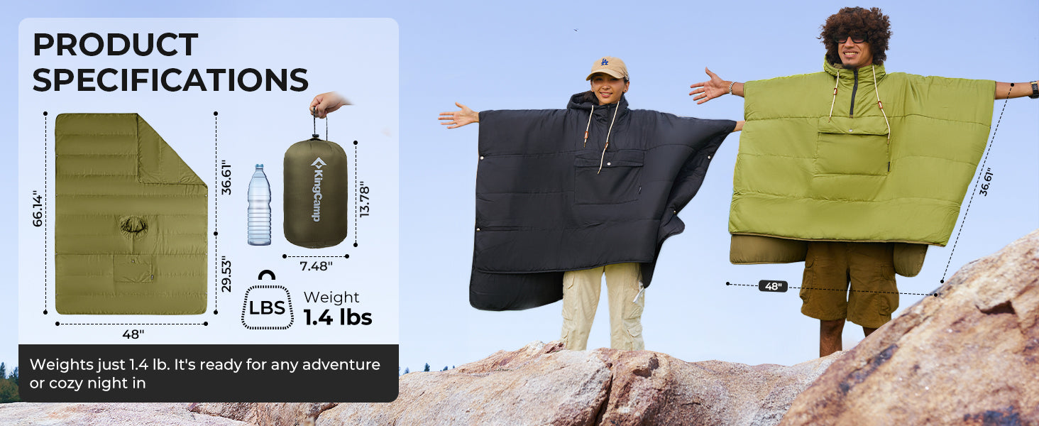 KingCamp Camping Wearable Blanket Poncho