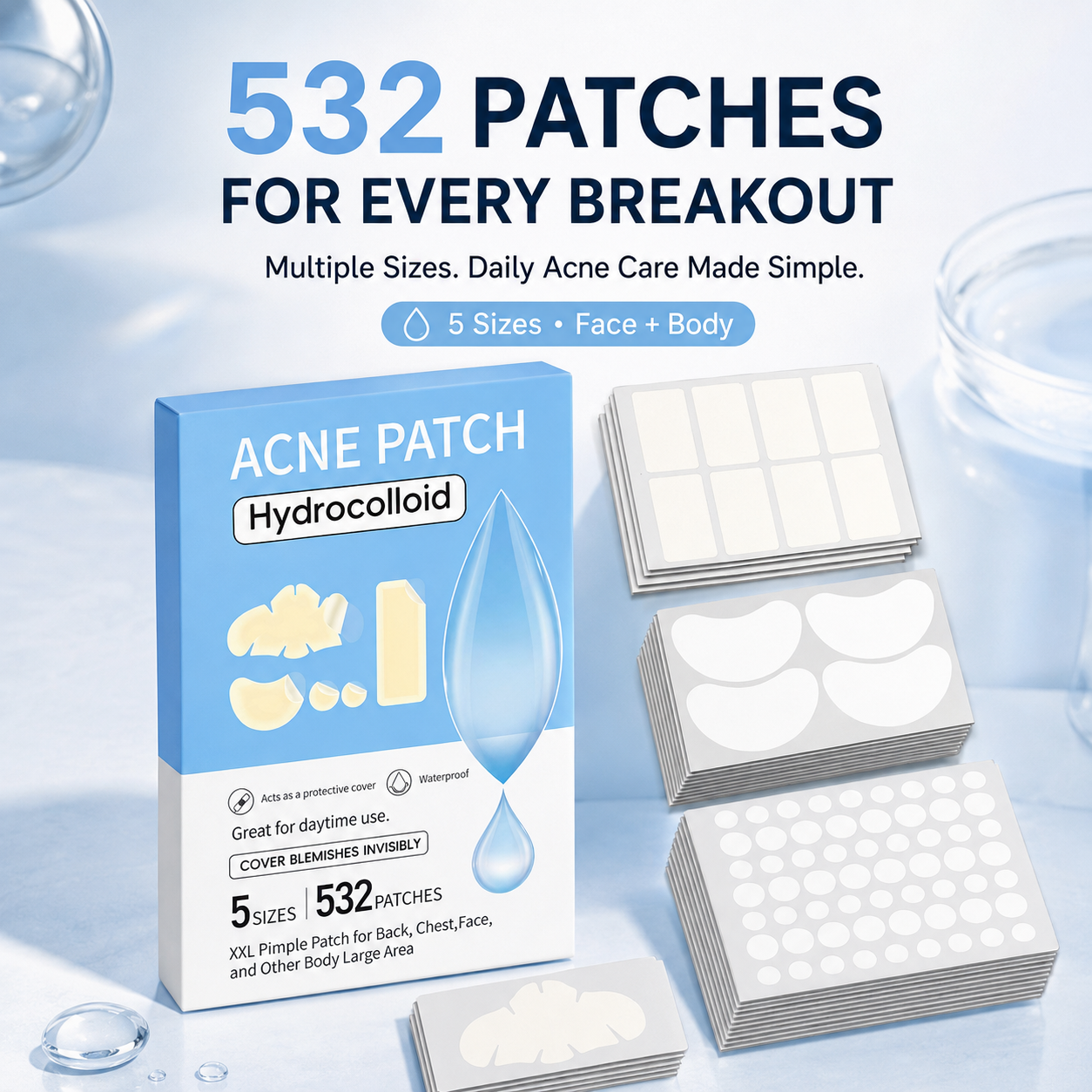 Applying hydrocolloid patch onto skin blemish