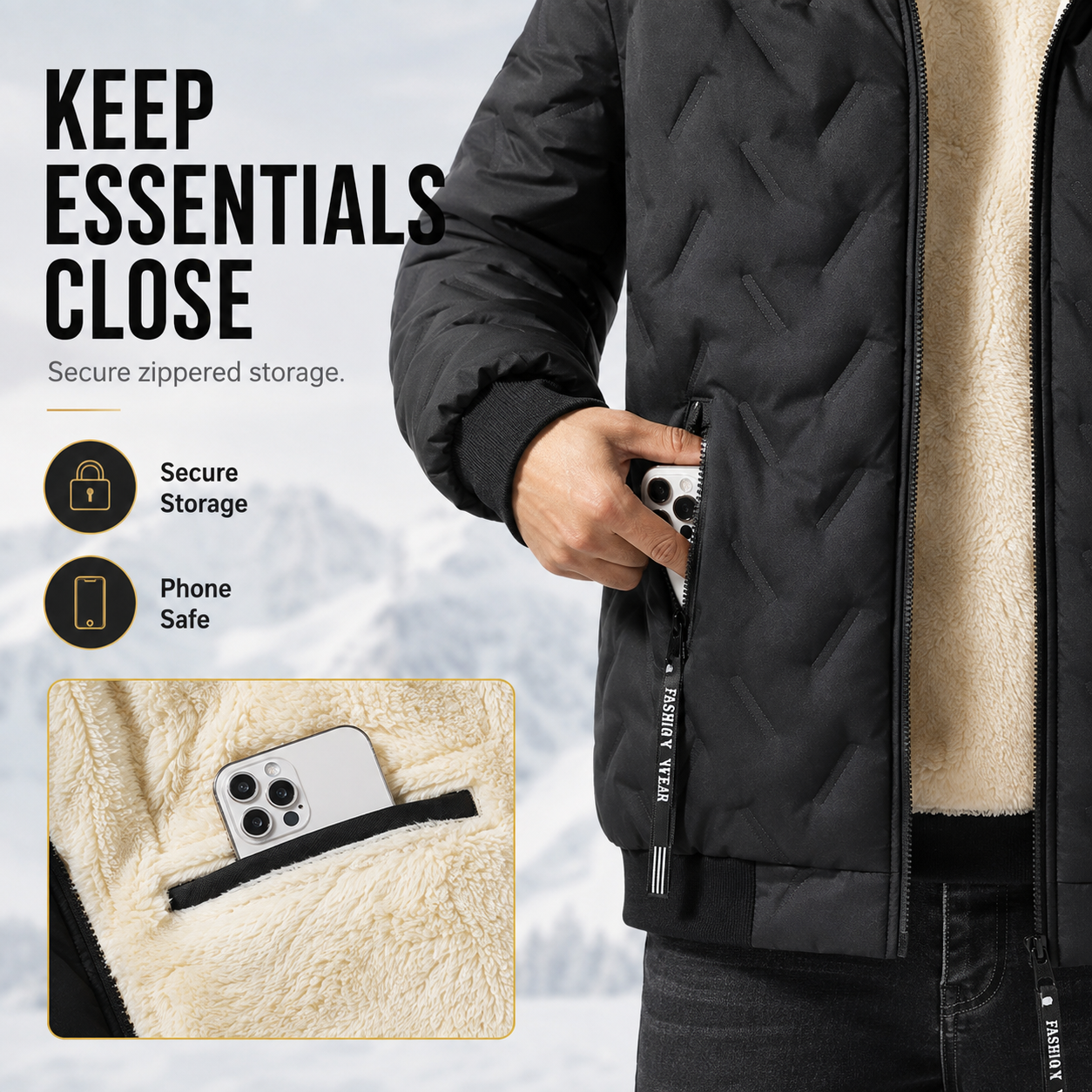 Plush thermal wool lining close-up texture