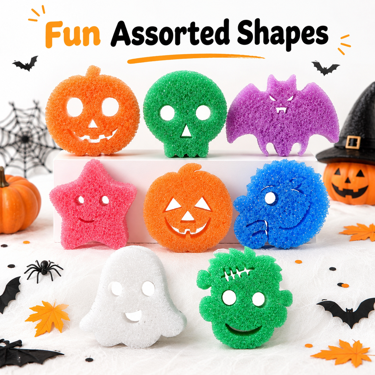 8 pack Halloween scrub sponge package